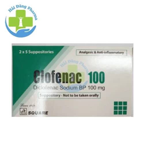 Clofenac 100 Suppository - Hộp 2 vỉ x 5 viên